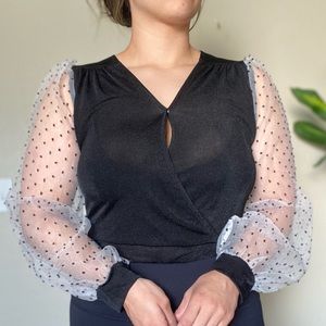 Dot sleeve Surplice bodysuit